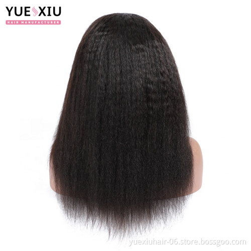 13*4 Lace Front Wig With Baby Hair Brazilian Virgin Human Hair Wigs With Bangs Kinky Straight